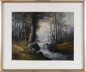 BRALEY Clarence E. 1854-1927,Woodland landscape with waterfall,Eldred's US 2022-10-06