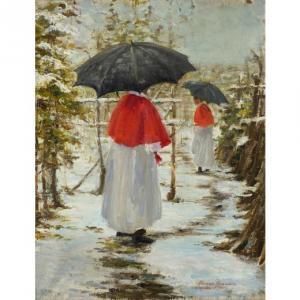 BRAMBILLA Riccardo 1871-1965,Prelati sotto la pioggia,1920,Wannenes Art Auctions IT 2016-11-30