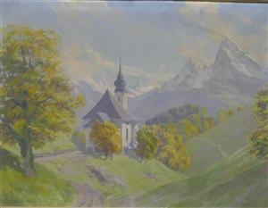 BRAML Josef,Bergkapelle in Vorgebirgslandschaft,Georg Rehm DE 2021-12-09