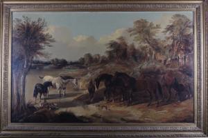 BRAMLEY Barrington 1950,horses by a stream,Jones and Jacob GB 2021-07-14