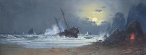 BRAMLEY Frank 1857-1915,Shipwreck at night,Gorringes GB 2021-10-11
