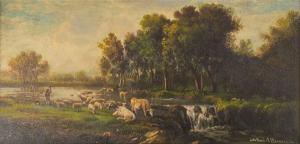 BRANCACCIO ANTONIO M 1678-1725,Paesaggio fluviale con armenti e pastore,Antonina IT 2007-12-11