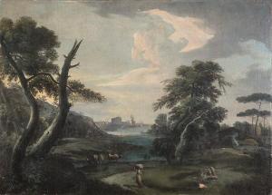 Brancaleoni Pietro 1712-1737,PAESAGGIO FLUVIALE CON PASTORE E TAGLIALEGNA,1726,Babuino IT 2022-05-25