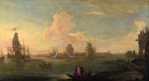 Brancaleoni Pietro 1712-1737,Veduta costiera con velieri e figure,Cambi IT 2017-11-15