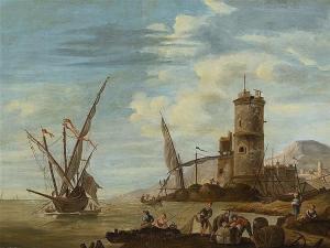 BRANCKYI F,Lively Harbor Scene with Fortress,Auctionata DE 2016-06-28