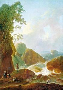 BRAND Christian Hulfgott 1695-1756,Rocky landscape with figures,Nagyhazi galeria HU 2020-12-01