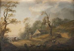 BRAND Johann Christian 1722-1795,Idyllic Landscape with Farm and Herdsmen,Stahl DE 2018-02-24