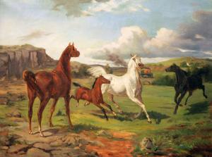 BRANDELIUS Gustaf 1833-1884,Galopperande hästar,1857,Uppsala Auction SE 2012-01-30