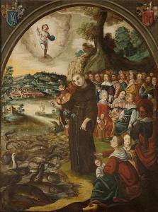 BRANDENBERG THOMAS,Saint Francis preaching to the fish, with a a view,1664,Galerie Koller 2014-09-19