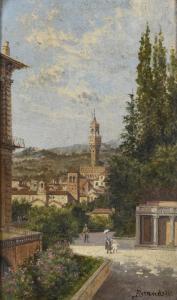BRANDESI A 1900-1900,Le Palazzo Vecchio vu des jardins Boboli, Florence,Rossini FR 2023-04-13