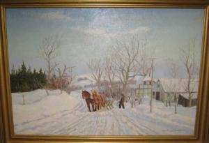 BRANDGAARD ALFRED 1900-1900,Winter scene with horse-drawn cart,Ivey-Selkirk Auctioneers 2011-03-12