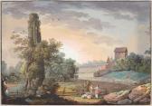 BRANDOIN Michel Vincent 1733-1807,Vue de Cygnoigner à Avenches,Galerie Koller CH 2020-09-25