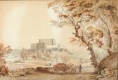 BRANDOIN Michel Vincent 1733-1807,Vue du château de Lagarde en Dauphine,Aguttes FR 2017-12-20