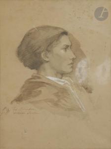 BRANDON Edouard J. Emile 1831-1897,PORTRAIT DE VICTORIEN SARDOU DE PROFIL,1852-53,Ader FR 2019-11-08