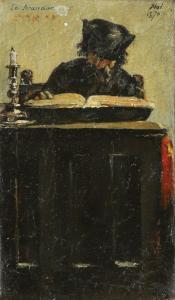 BRANDON Edouard J. Emile 1831-1897,Studying Torah,1870,Tiroche IL 2023-09-20