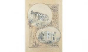 BRANDON Raoul Jacques,Deux villas orientales à Beyrouth.Vers 1923. Crayo,Gros-Delettrez 2002-12-16