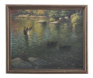 BRANDRETH Courtenay,Black Ducks on a Pond,20th Century,James D. Julia US 2018-08-29