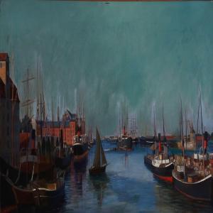 BRANDT Cai D.H 1851-1924,Summer day in the Copenhagen Harbour,1899,Bruun Rasmussen DK 2012-04-02