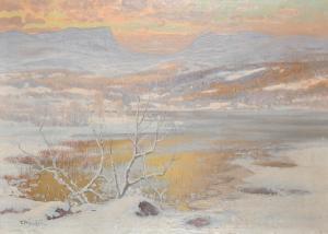 BRANDT Carl 1852-1930,dusk over a mountain lake, a winter landscape,John Nicholson GB 2024-01-24