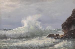BRANDT I.H. 1850-1926,Breakers against a rocky coast,1896,Bruun Rasmussen DK 2024-04-08