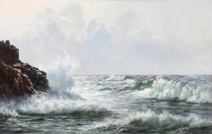 BRANDT I.H. 1850-1926,Breaking waves at a rocky coast,1907,Bruun Rasmussen DK 2023-01-23
