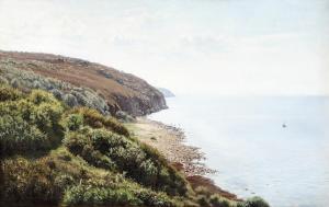 BRANDT I.H.,View from a rocky coast on Bornholm with a small s,1894,Bruun Rasmussen 2024-03-18