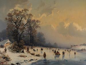 BRANDT Jacob Frederik,Ice skaters on a frozen lake,Bellmans Fine Art Auctioneers 2022-10-11