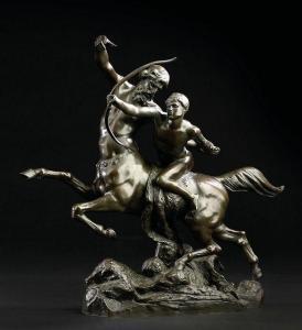 BRANDT Pierre 1845,Der Kentaur Cheiron lehrt Achilles das Bogenschießen,Nagel DE 2009-09-23