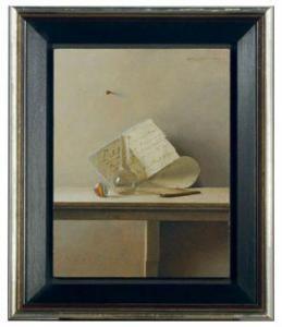 BRANDTSOEN Hendrick,Still life of a glass beaker and a letter on a led,1984,Christie's 2010-09-30