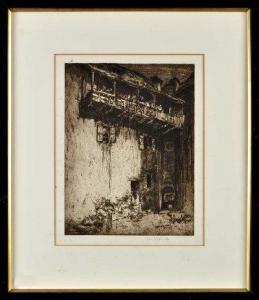 BRANGWYN Frank,A CONTINENTAL STREET SCENE WITH OVERHANGING BALCON,Anderson & Garland 2014-12-02