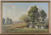 BRANGWYN John 1900,Cows in a Meadow on the Bank of a River,1973,Tooveys Auction GB 2021-02-03