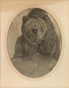 BRANSOM John Paul 1885-1979,Bear on a rock, in oval mat,Bonhams GB 2011-06-22
