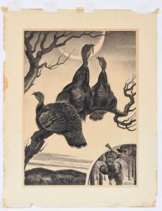 BRANSOM John Paul 1885-1979,Pilgrim Turkeys,Brunk Auctions US 2022-11-10