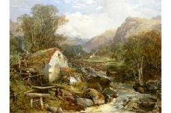 BRANWHITE Charles Brooke 1851-1929,Expansive river mill scene in mountains with f,Rogers Jones & Co 2015-05-23