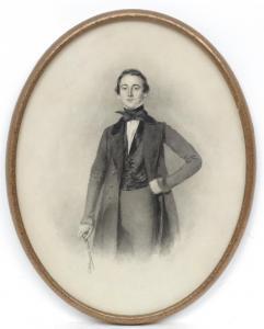 BRANWHITE Nathan Cooper,Portrait of a young man with a walking stick,1848,Dickins 2018-01-26