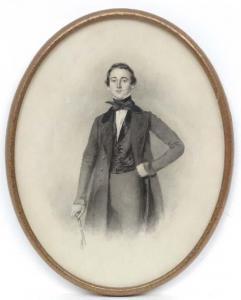 BRANWHITE Nathan Cooper,Portrait of a young man with a walking stick,1848,Dickins 2017-12-01
