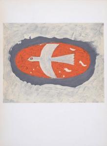 BRAQUE Georges 1882-1963,Oiseau blanc sur fond rouge,1967,Yann Le Mouel FR 2024-03-31