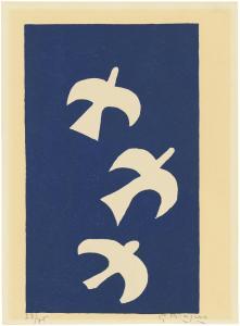 BRAQUE Georges 1882-1963,Trois Oiseaux sur Fond bleu,1955,Christie's GB 2018-05-10