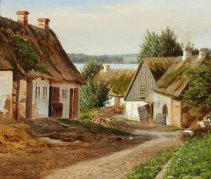 BRASEN Hans Ole,A road crossing through a small village, in the ba,1874,Bruun Rasmussen 2023-01-09