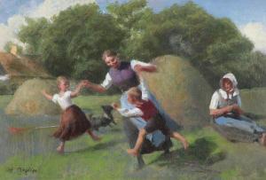 BRASEN Hans Ole 1849-1930,Harvest scene with women and children,Bruun Rasmussen DK 2023-05-22