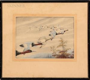 BRASHER Rex 1869-1960,Geese in Flight,Skinner US 2022-08-17