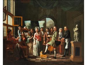 BRASSAUW Melchior 1709-1760,GESELLIGES FAMILIENTREFFEN IN EINEM INNENRAUM MIT ,Hampel DE 2021-03-25