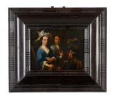 BRASSAUW Melchior 1709-1760,Interior with Elegant Figures and a Parrot,Leonard Joel AU 2019-12-02