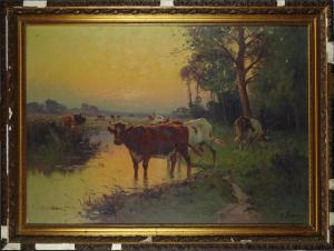 BRASSEUR Georges 1880-1950,Troupeau de vaches,Monsantic BE 2022-12-11