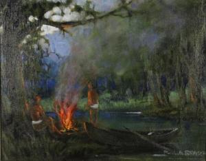 BRASSIN P 1900-1900,American Indians Landscape Lighting Fire,Gray's Auctioneers US 2009-11-14