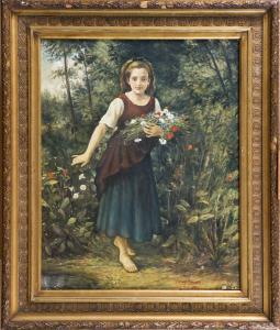 BRASSOILE ANTOINE,Fanciulla in un giardino con fiori,1891,Capitolium Art Casa d'Aste 2009-11-14