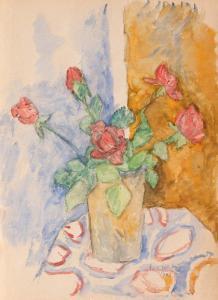 BRATES PILLAT Maria I. 1892-1975,Vase with Roses,1973,Artmark RO 2023-07-12