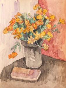BRATES PILLAT Maria I. 1892-1975,Vase with Yellow Carnations,Artmark RO 2023-09-20
