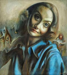 BRATFANOF Eugen 1941,Portret de fată,1992,Artmark RO 2018-11-21