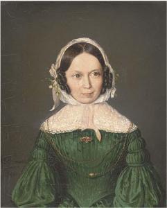 BRAUER Karl 1794-1866,Portrait of a lady, half length in a green dress, ,1840,Christie's 2003-06-05